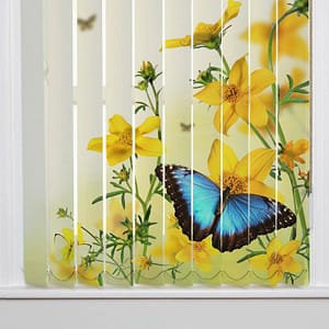 Фотожалюзи с рисунком цветочек и бабочки